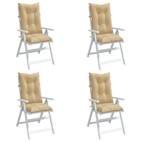 Cojines silla respaldo alto 4 uds tela beige melange