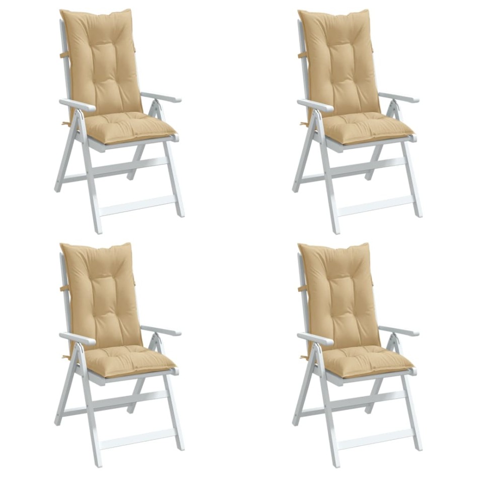 Cojines silla respaldo alto 4 uds tela beige melange