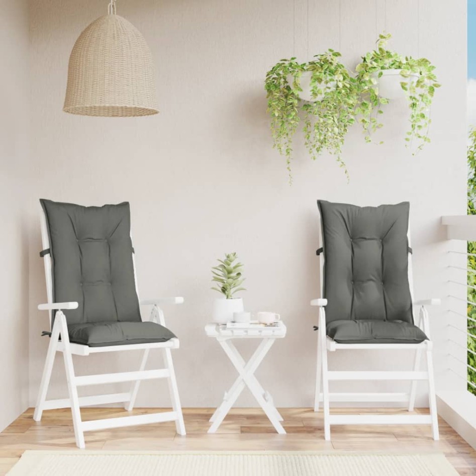 Cojines para silla respaldo alto 2 uds tela gris oscuro