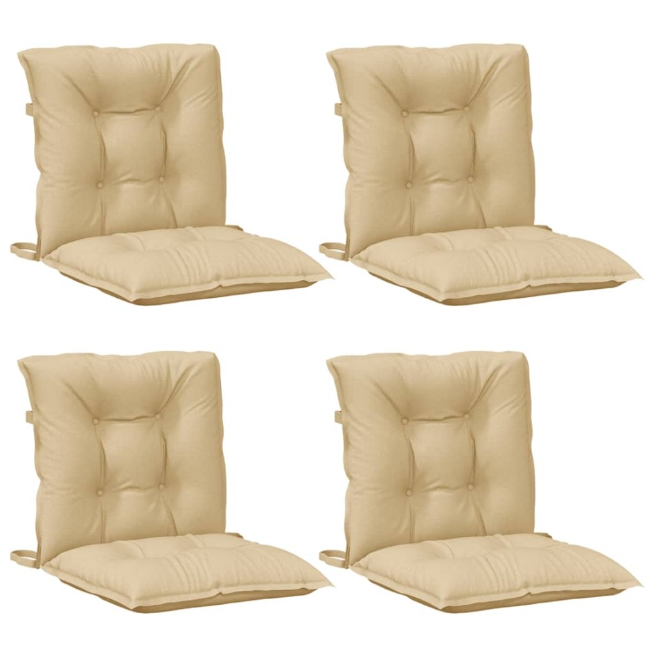 Cojines silla respaldo bajo 4 ud tela beige melange 100x50x7
