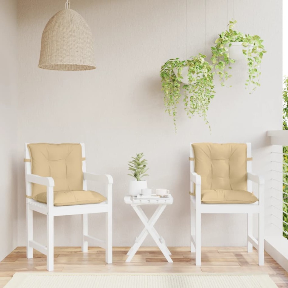 Cojines silla respaldo bajo 4 ud tela beige melange 100x50x7