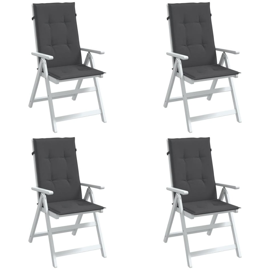 Cojines silla respaldo alto 4 uds tela gris antracita