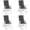 Cojines silla respaldo alto 4 uds tela gris antracita melange