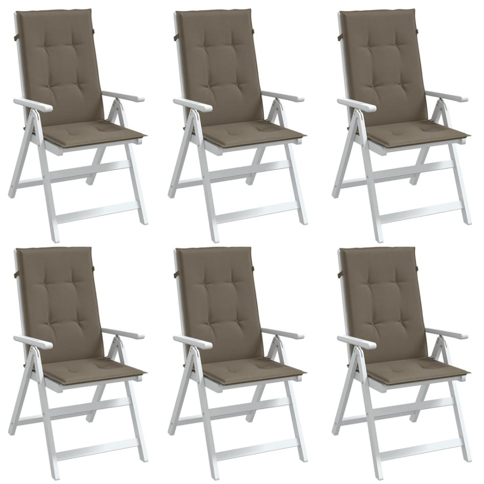 Cojines silla respaldo alto 6 uds tela taupe melange