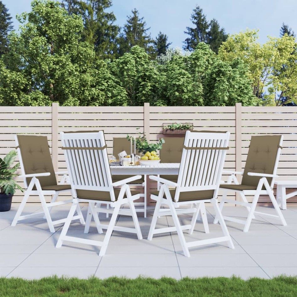 Cojines silla respaldo alto 6 uds tela taupe melange