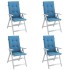 Cojines silla respaldo alto 4 uds tela azul melange 120x50x4