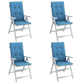 Cojines silla respaldo alto 4 uds tela azul melange 120x50x4