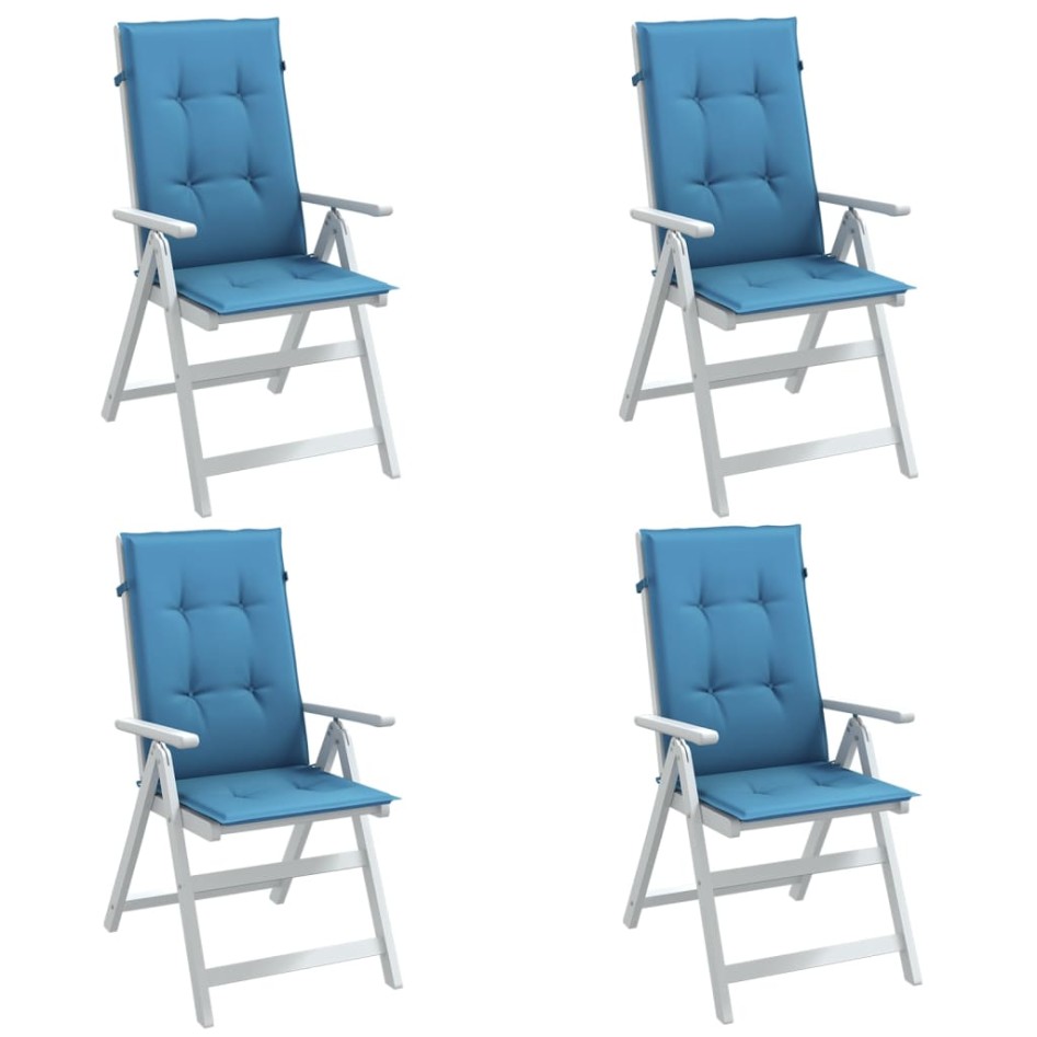 Cojines silla respaldo alto 4 uds tela azul melange 120x50x4