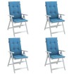 Cojines silla respaldo alto 4 uds tela azul melange 120x50x4 cm