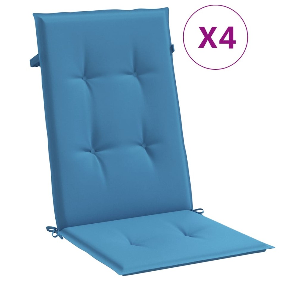 Cojines silla respaldo alto 4 uds tela azul melange 120x50x4