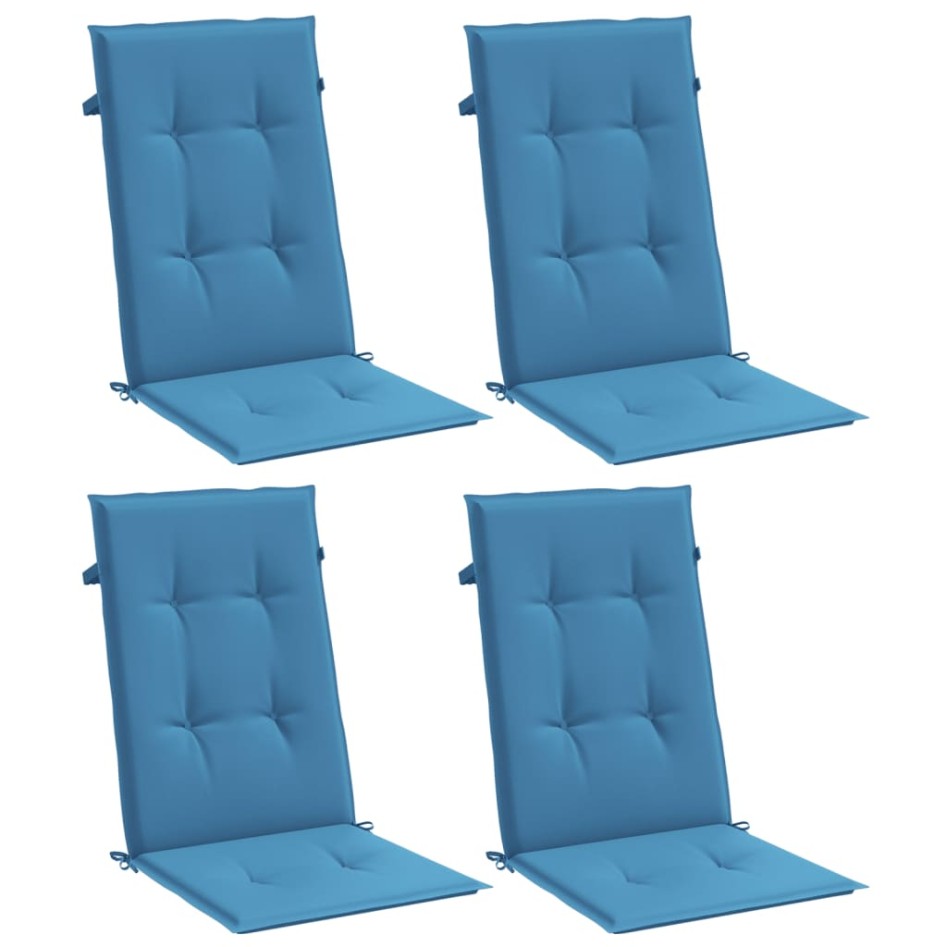 Cojines silla respaldo alto 4 uds tela azul melange 120x50x4