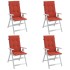 Cojines silla respaldo alto 4 uds tela rojo melange 120x50x4