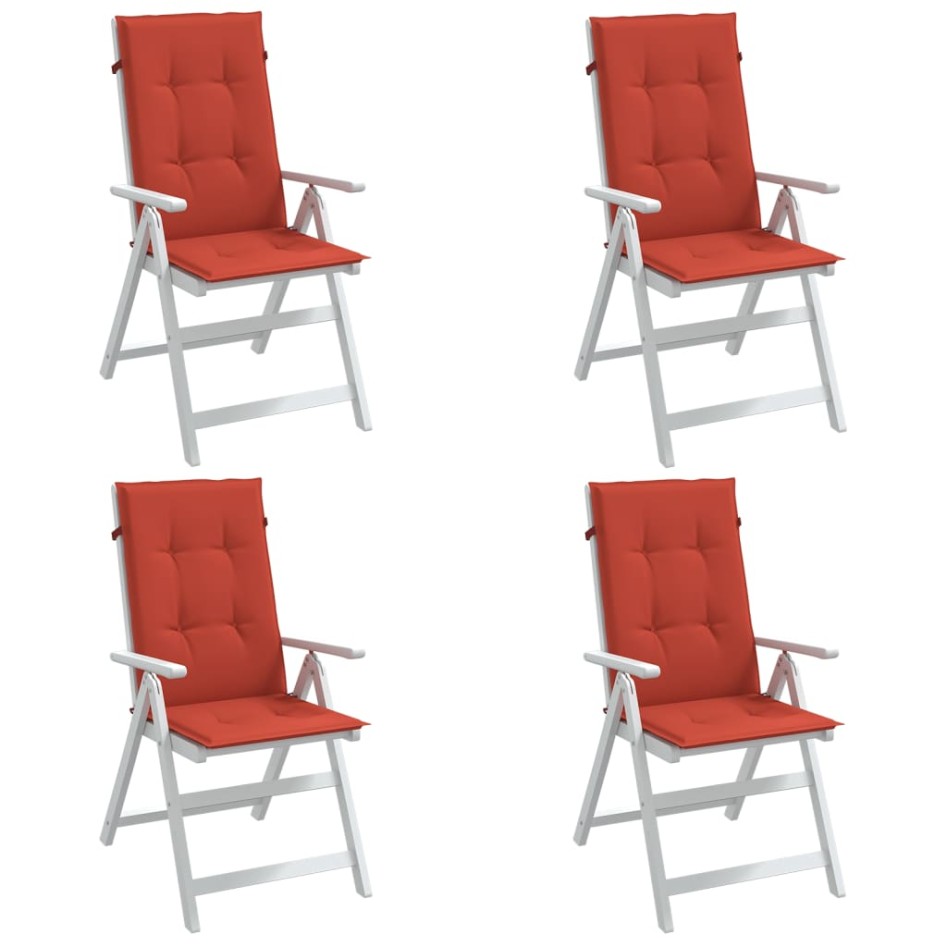 Cojines silla respaldo alto 4 uds tela rojo melange 120x50x4