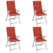 Cojines silla respaldo alto 4 uds tela rojo melange 120x50x4 cm