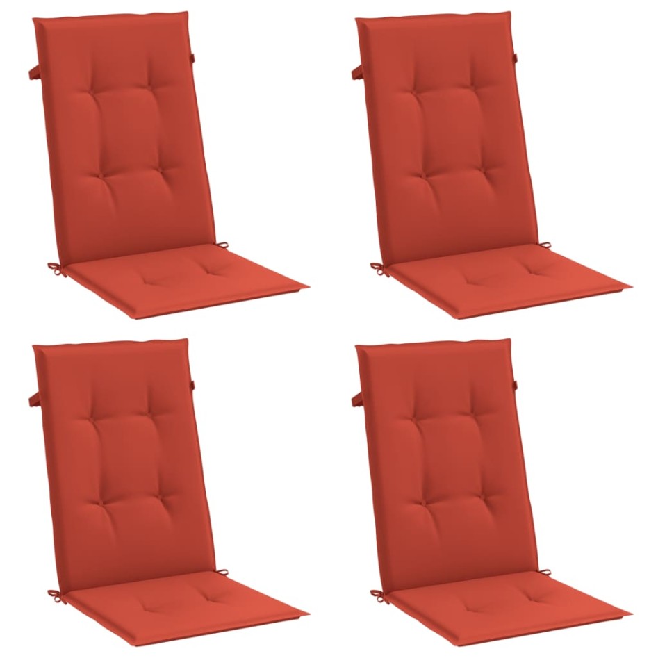 Cojines silla respaldo alto 4 uds tela rojo melange 120x50x4