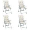 Cojines silla respaldo alto 4 uds tela crema melange 120x50x4cm