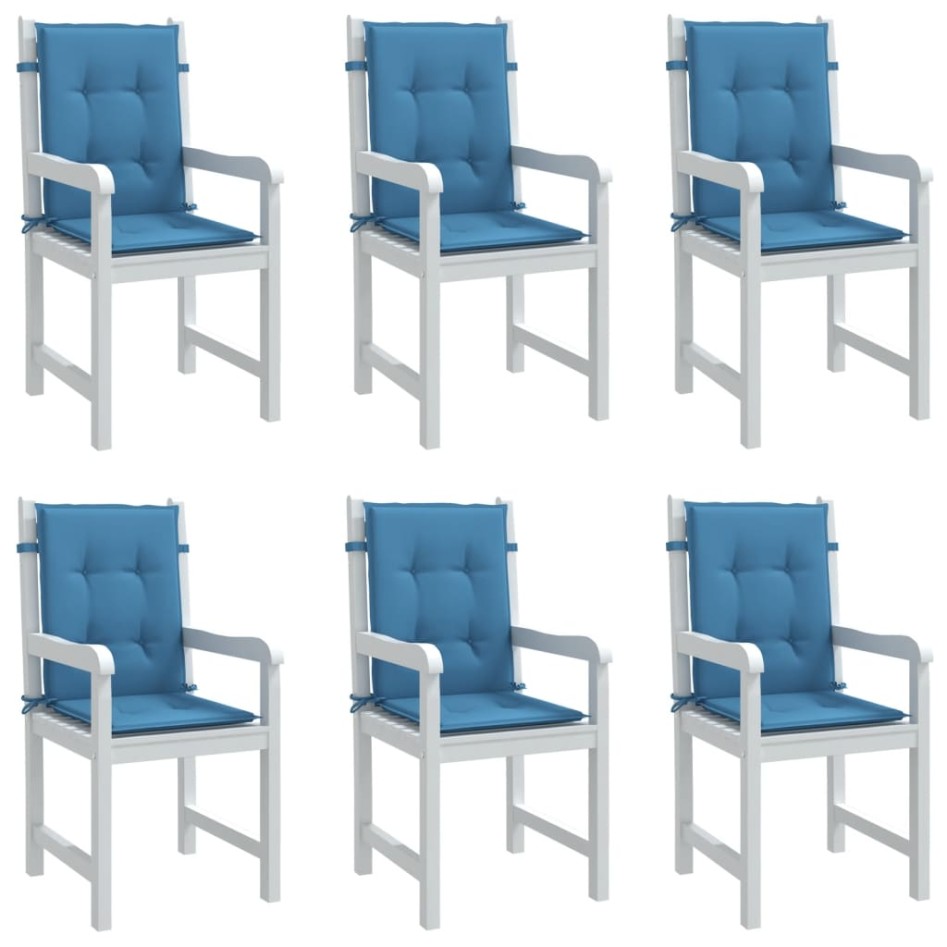 Cojines silla respaldo bajo 6 ud tela azul melange 100x50x4