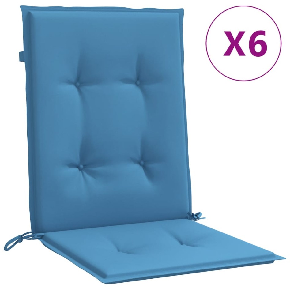 Cojines silla respaldo bajo 6 ud tela azul melange 100x50x4
