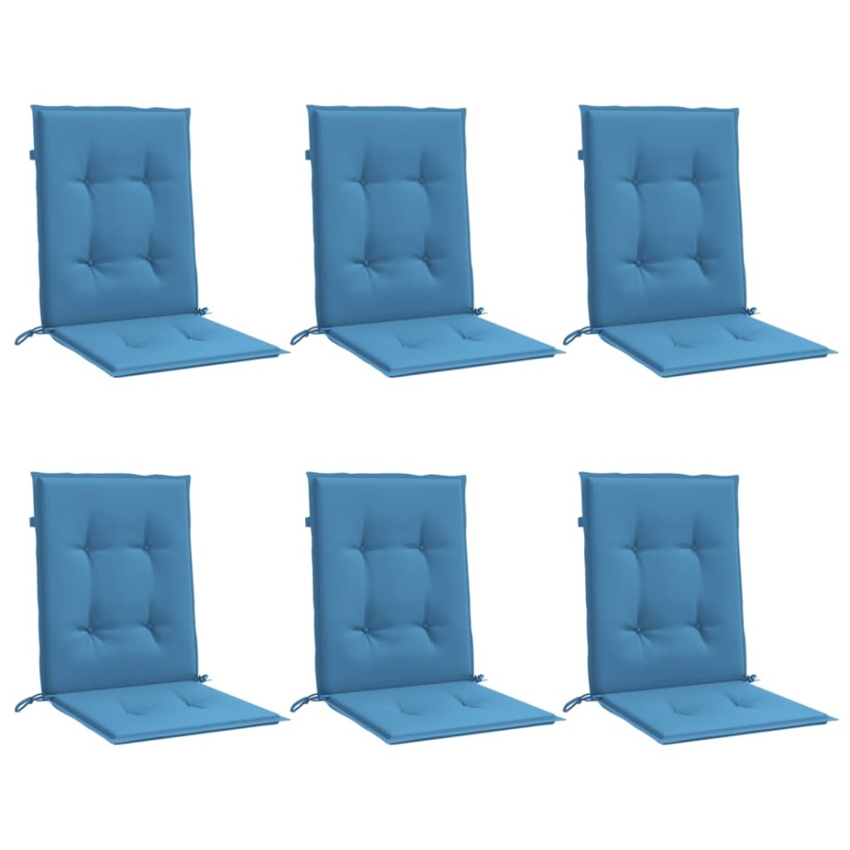 Cojines silla respaldo bajo 6 ud tela azul melange 100x50x4