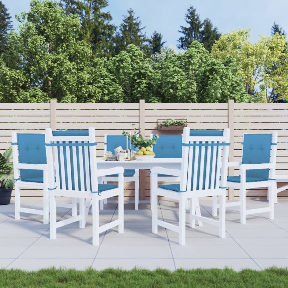 Cojines silla respaldo bajo 6 ud tela azul melange 100x50x4