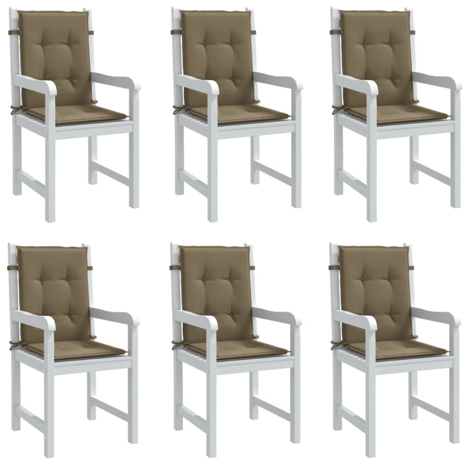 Cojines silla respaldo bajo 6 ud tela taupe melange 100x50x4