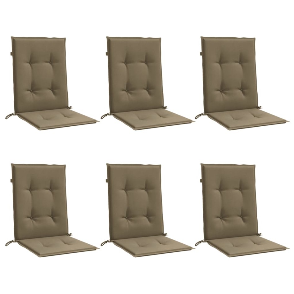Cojines silla respaldo bajo 6 ud tela taupe melange 100x50x4