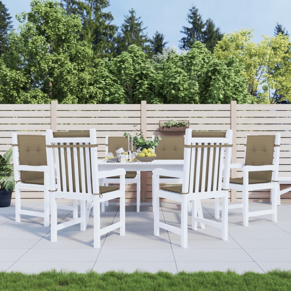 Cojines silla respaldo bajo 6 ud tela taupe melange 100x50x4