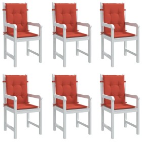 Cojines silla respaldo bajo 6 ud tela rojo melange 100x50x4
