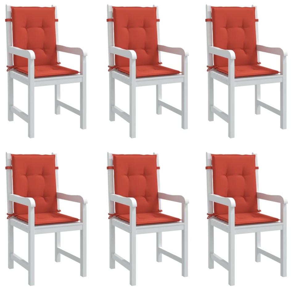 Cojines silla respaldo bajo 6 ud tela rojo melange 100x50x4
