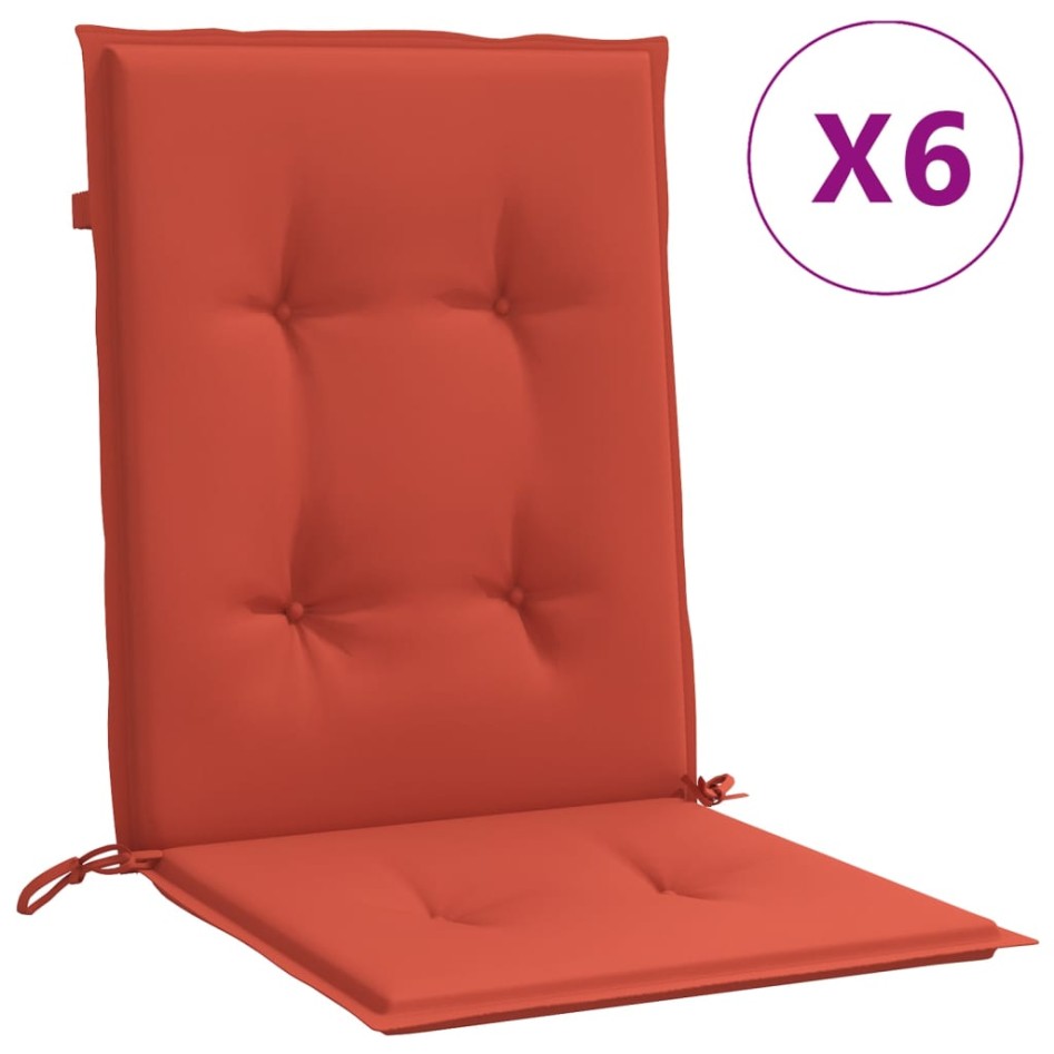 Cojines silla respaldo bajo 6 ud tela rojo melange 100x50x4