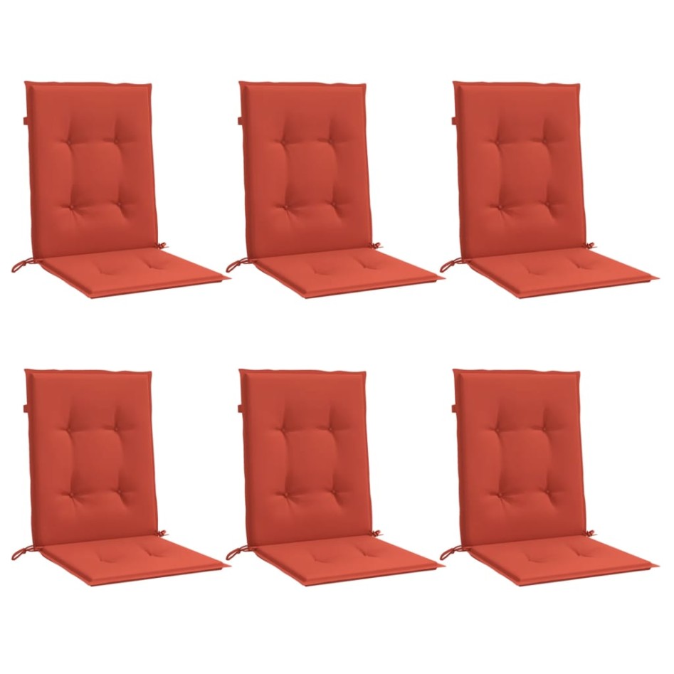 Cojines silla respaldo bajo 6 ud tela rojo melange 100x50x4