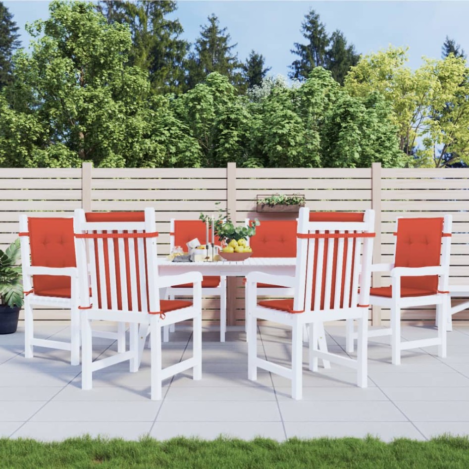 Cojines silla respaldo bajo 6 ud tela rojo melange 100x50x4