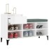 Mueble zapatero madera contrachapada blanco brillo 102x36x60