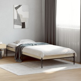 Estructura cama madera ingeniería metal roble Sonoma 90x190