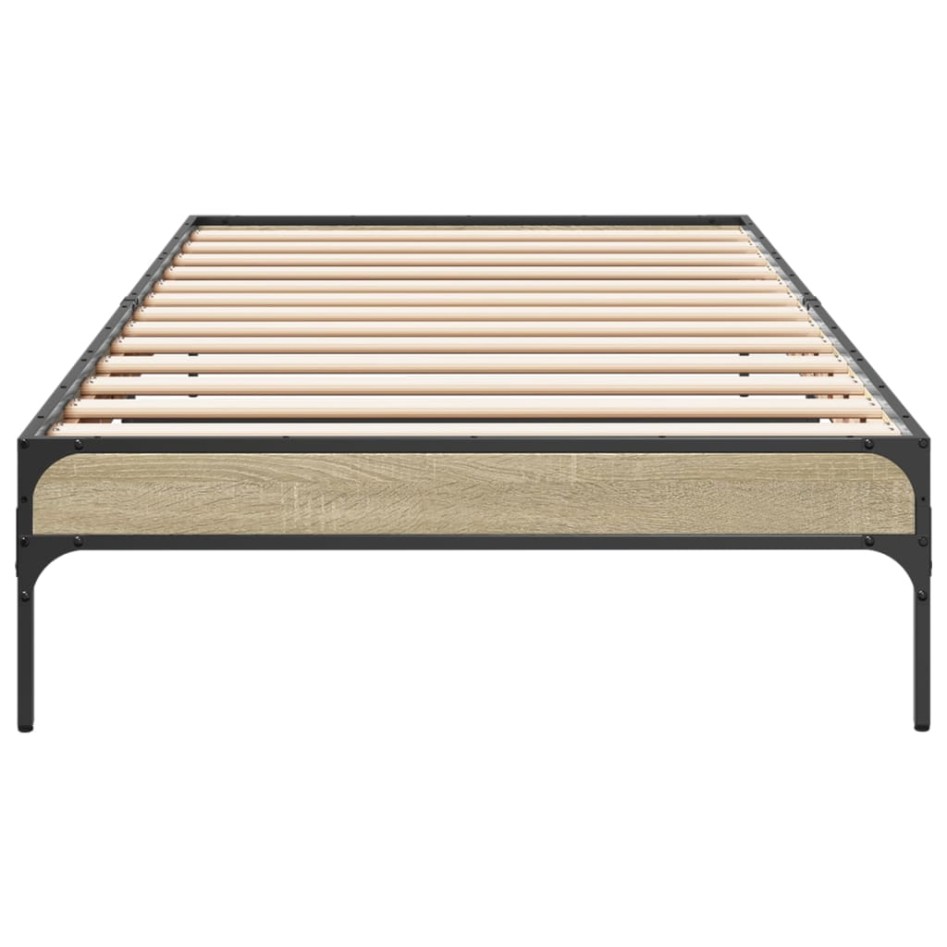 Estructura cama madera ingeniería metal roble Sonoma 90x190