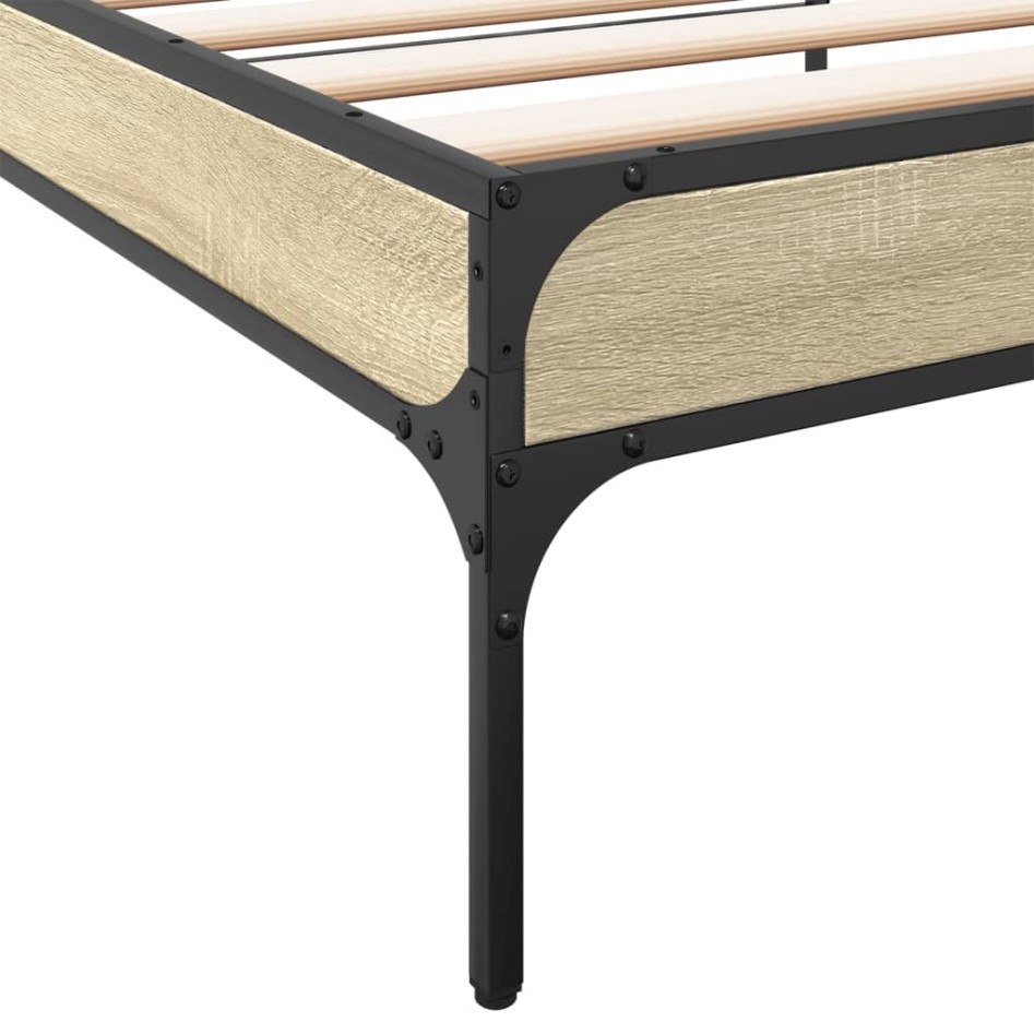 Estructura cama madera ingeniería metal roble Sonoma 90x190