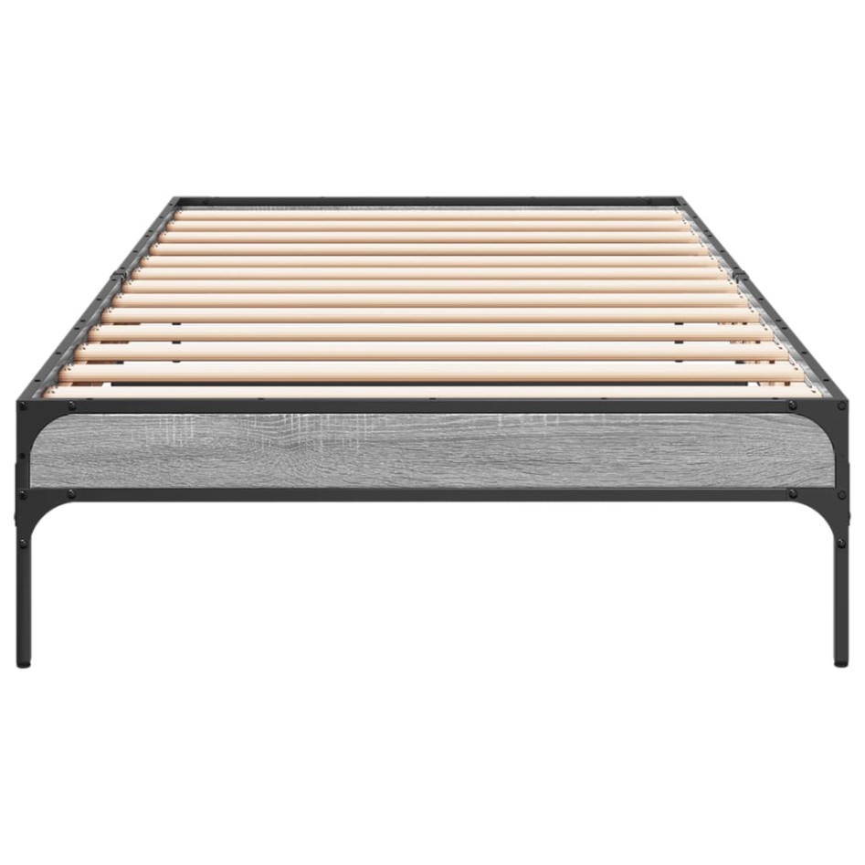 Estructura cama madera ingeniería metal gris Sonoma 75x190
