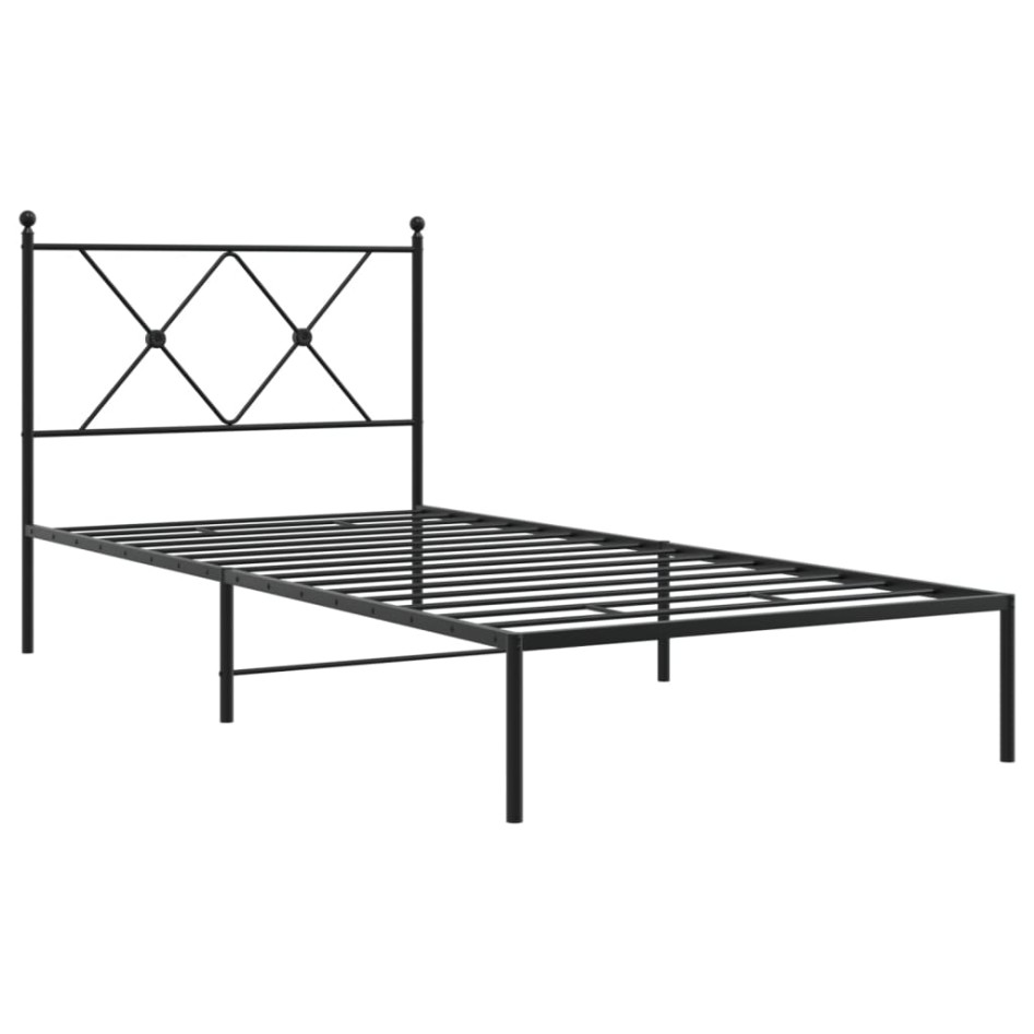 Estructura cama sin colchón con cabecero metal negro 90x190