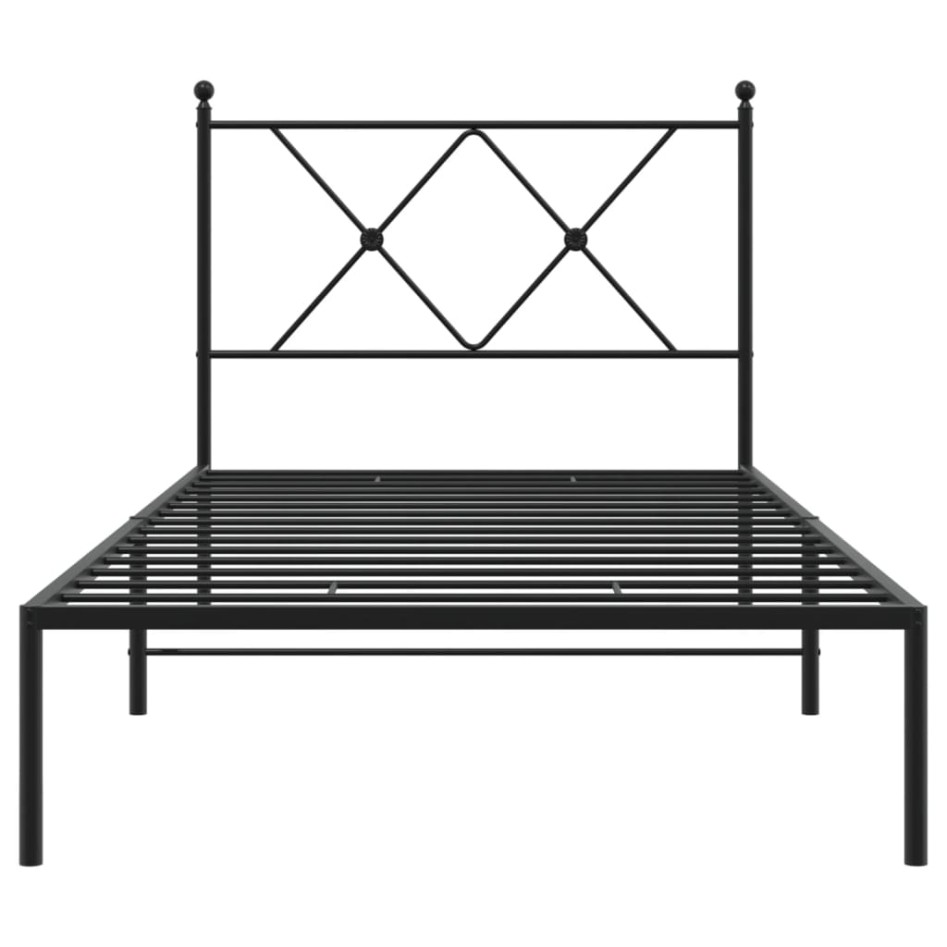 Estructura cama sin colchón con cabecero metal negro 90x190