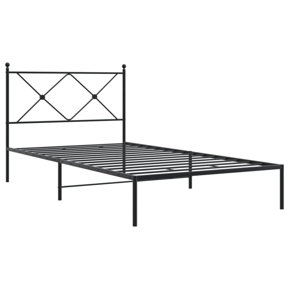 Estructura cama sin colchón con cabecero metal negro 100x190