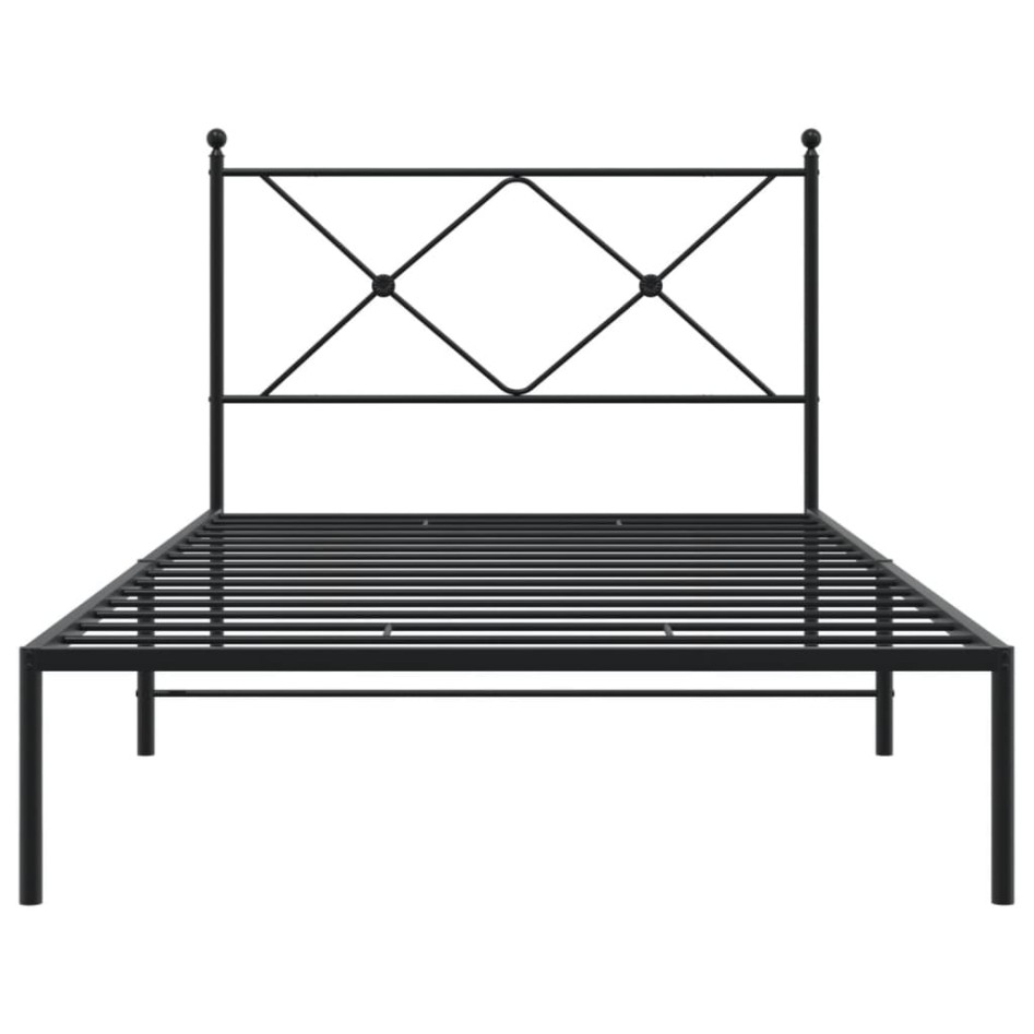 Estructura cama sin colchón con cabecero metal negro 100x190