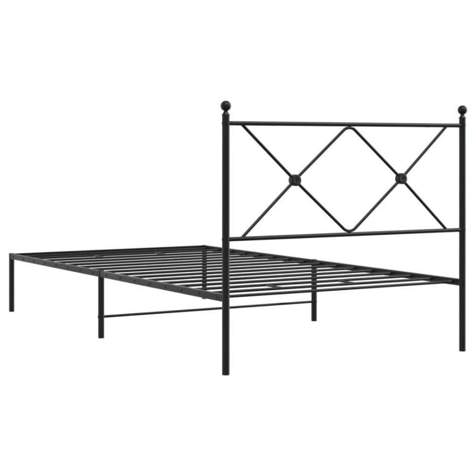 Estructura cama sin colchón con cabecero metal negro 100x190