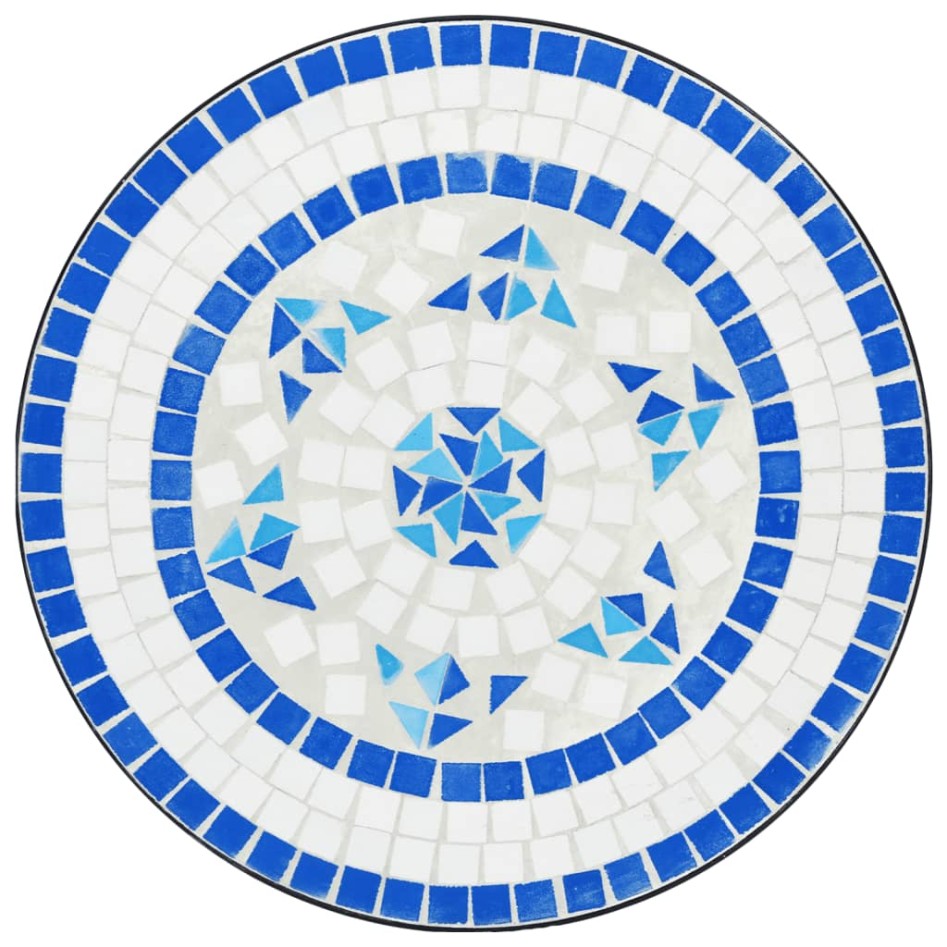 Mesa de bistró de mosaico cerámica azul y blanco Ø50x70