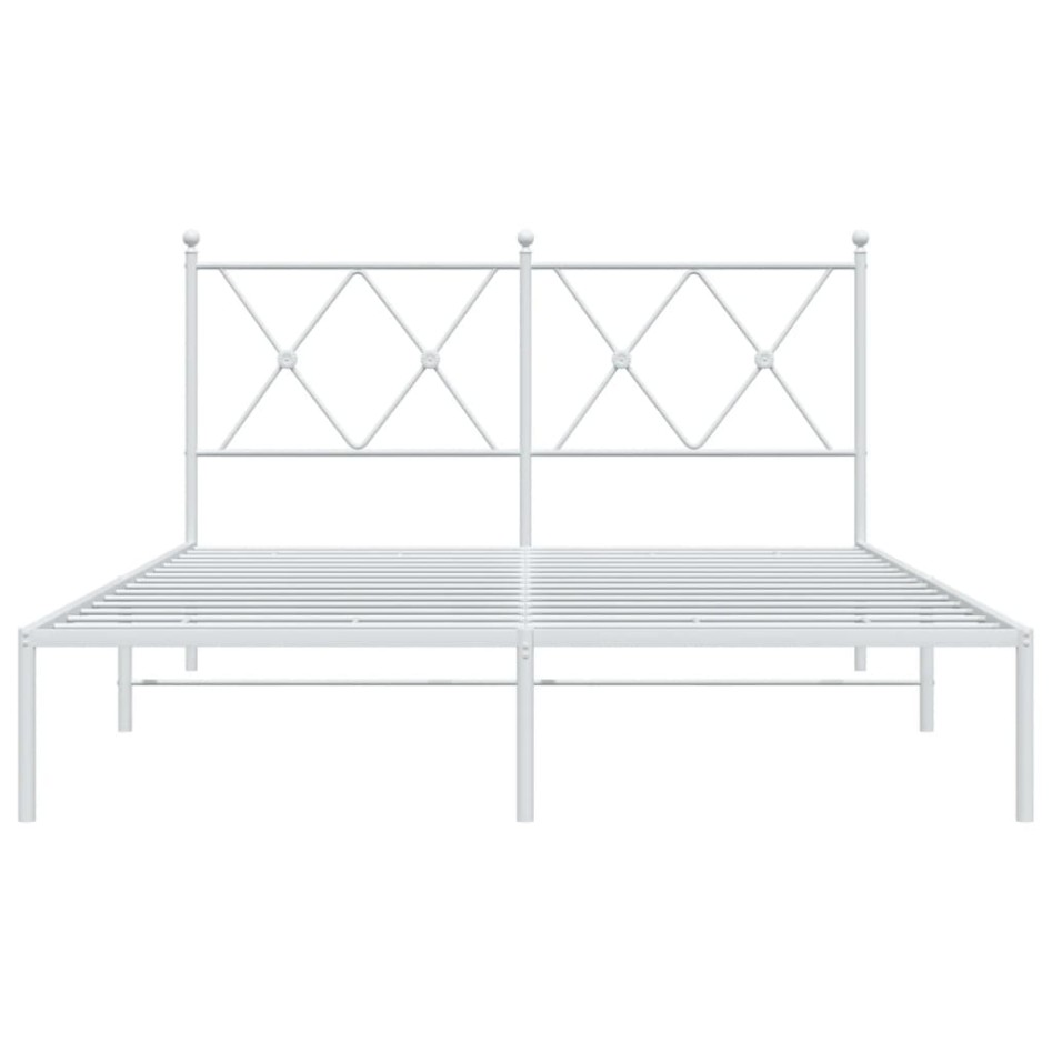 Estructura cama sin colchón con cabecero metal blanco