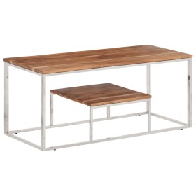 Mesa de centro acero inoxidable y madera maciza acacia