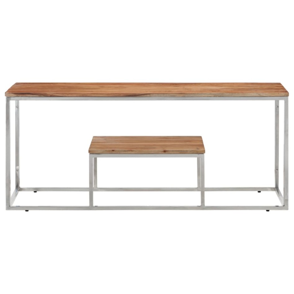 Mesa de centro acero inoxidable y madera maciza acacia