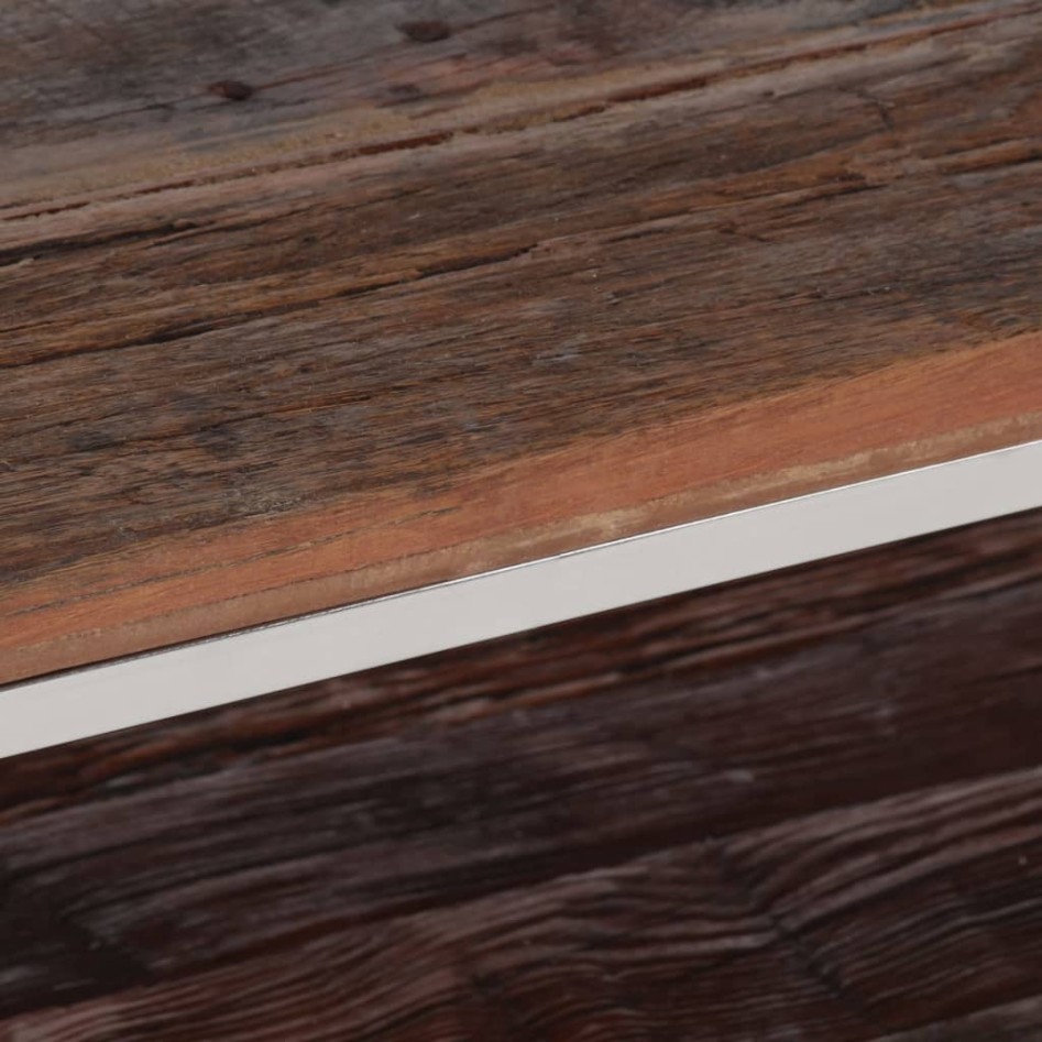 Mesa de centro acero inoxidable madera maciza traviesa