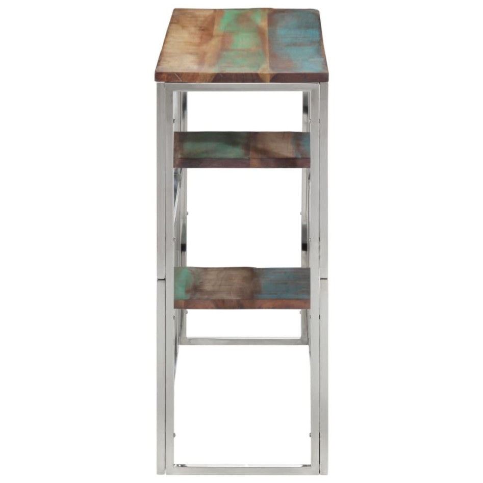 Mesa consola acero inoxidable madera maciza reciclada