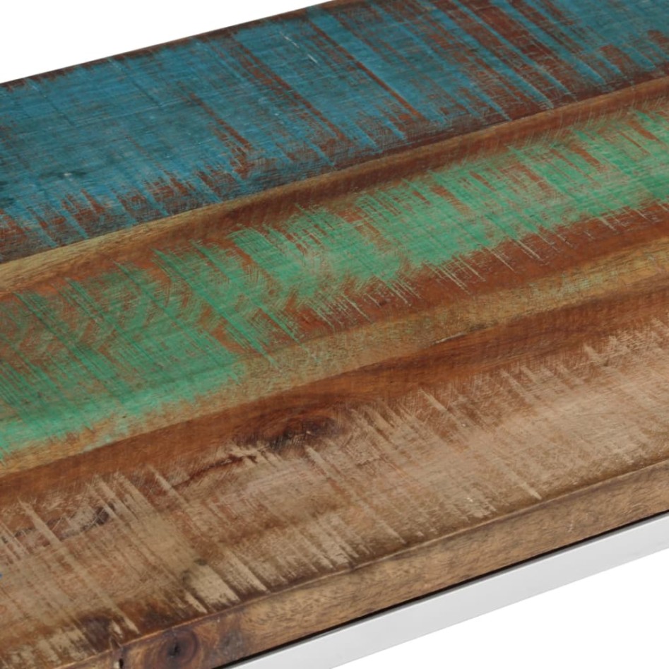 Mesa consola acero inoxidable madera maciza reciclada
