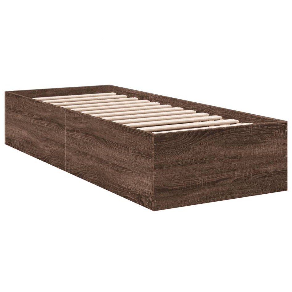 Estructura de cama sin colchón madera marrón roble 75x190